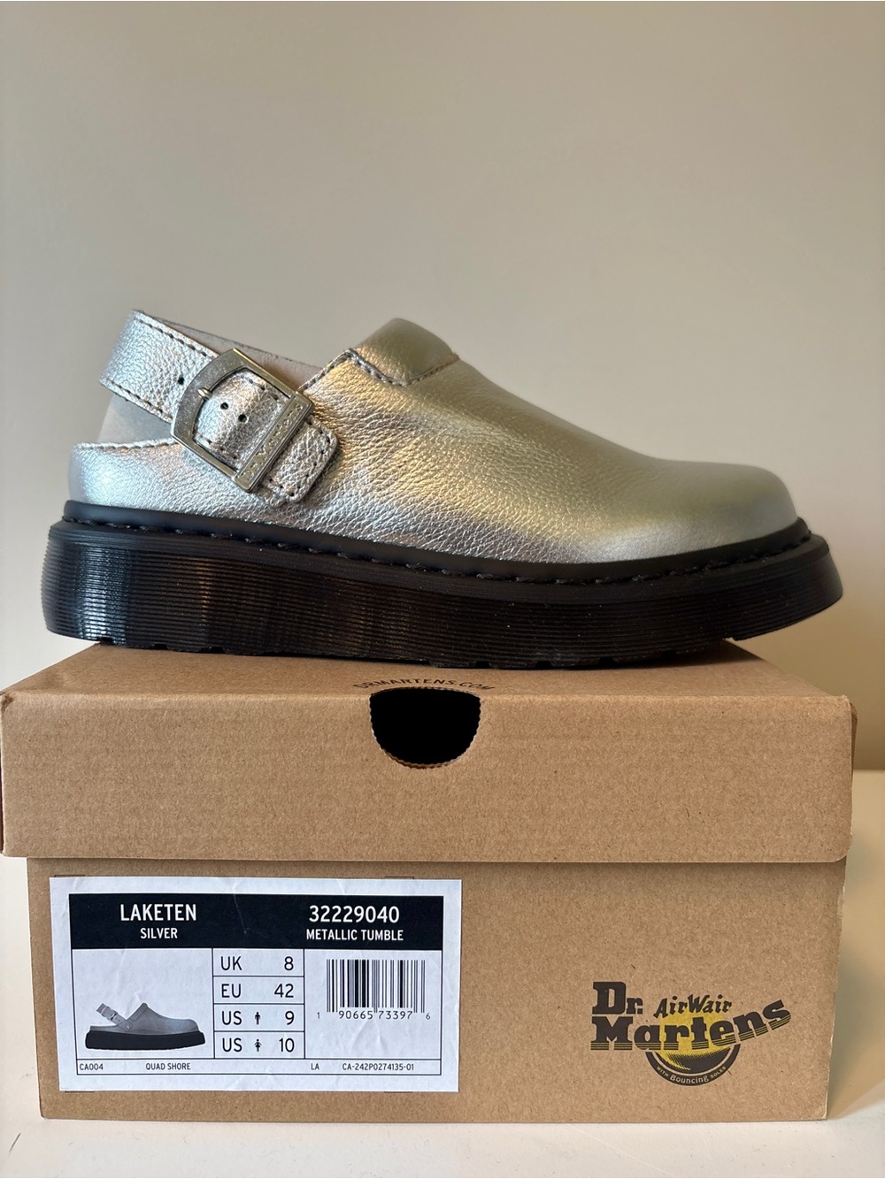 Dr. Martens Laketen Silver Mule, UK8